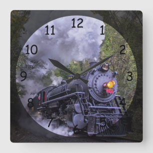 Dampflokomotive-Zug der alten Schule Quadratische Wanduhr