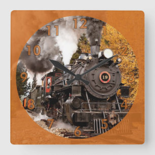 Dampflokomotive-Zug im Vintage-Stil Quadratische Wanduhr
