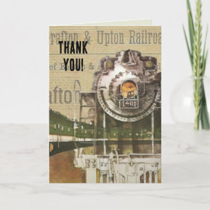 Dampflokomotive-Zug Steampunk im Vintage-Stil Dankeskarte