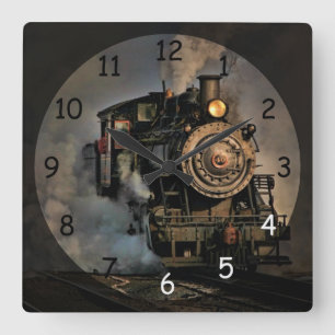 Dampflokomotive Zug Vintage Quadratische Wanduhr