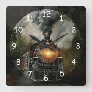 Dampflokomotive-Zug Vintage Quadratische Wanduhr