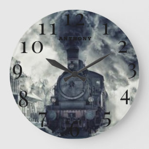 Dampflokomotive Zugmaschine Eisenbahn Dampf Große Wanduhr