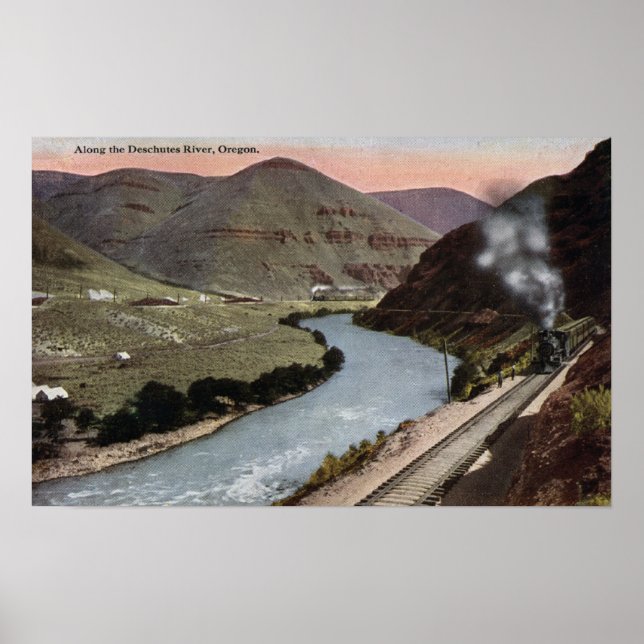 Dampflokomotiven auf Schiene Poster (Vorne)