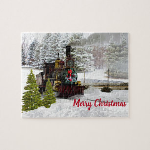 Dampflokomotiven-Christmas-Puzzle Puzzle