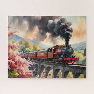 Dampflokomotiven-Träume Landschaftskunstwerk Puzzle