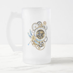 Dampfluhr mit mechanischer Libelle Mattglas Bierglas