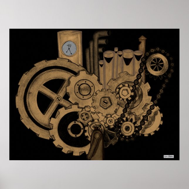 Dampfmaschine (Brassy) Poster (Vorne)