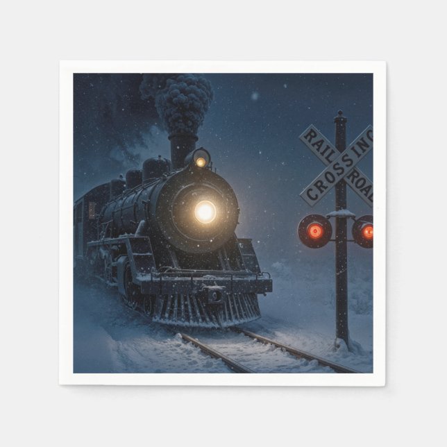 Dampfmaschine Lokomotive im Winter Serviette (Vorderseite)