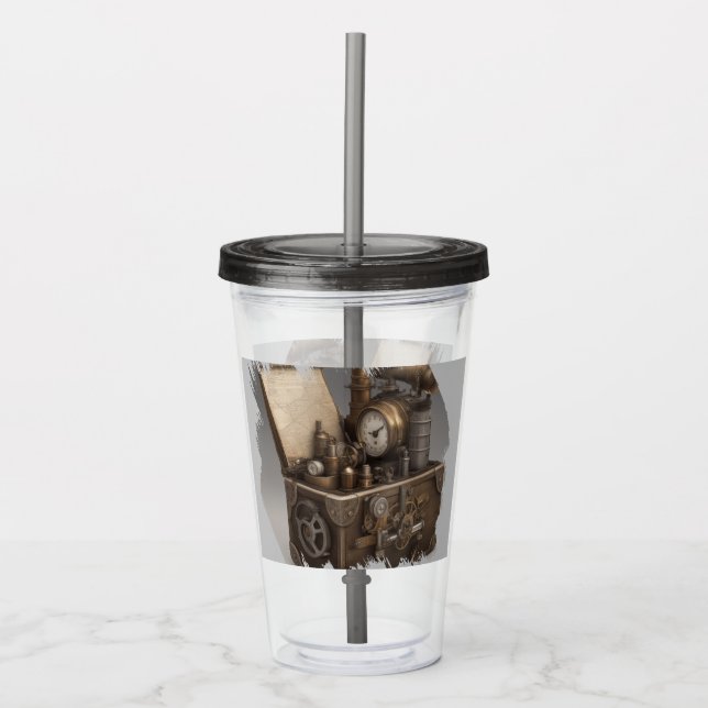 Dampfmaschine - Vintage Schatztruhe Acryltrinkbecher (Vorderseite)