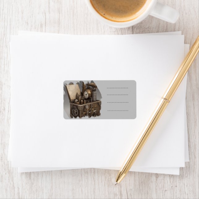 Dampfmaschine - Vintage Schatztruhe Adressaufkleber (Insitu)