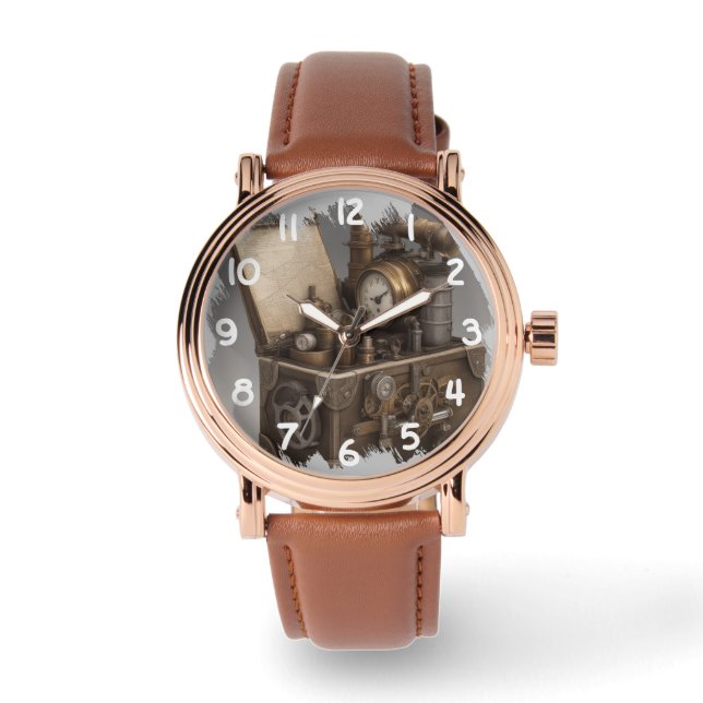 Dampfmaschine - Vintage Schatztruhe Armbanduhr (Vorderseite)
