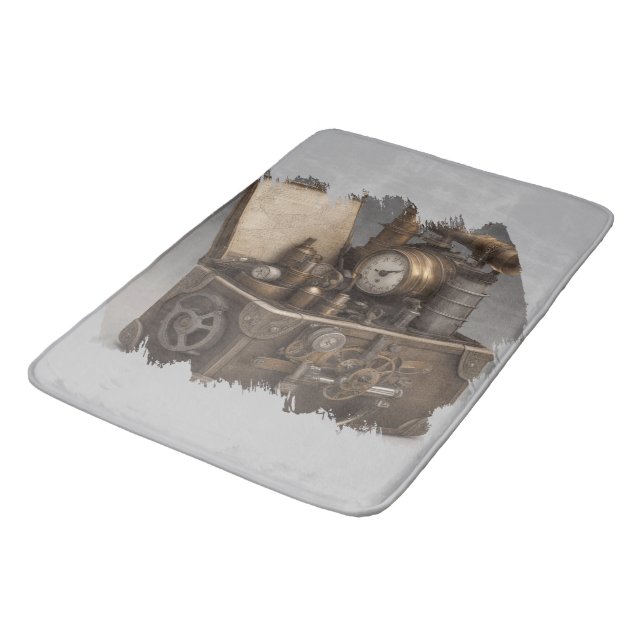 Dampfmaschine - Vintage Schatztruhe Badematte (Schrägansicht)