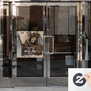 Dampfmaschine - Vintage Schatztruhe Fensteraufkleber