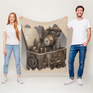 Dampfmaschine - Vintage Schatztruhe Fleecedecke