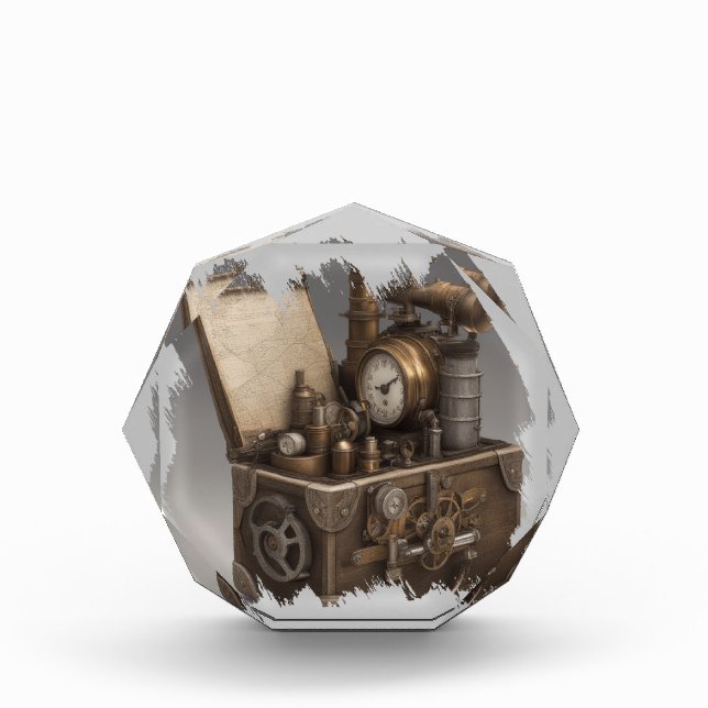 Dampfmaschine - Vintage Schatztruhe Fotoblock (Vorderseite)