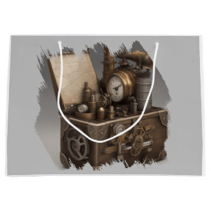 Dampfmaschine - Vintage Schatztruhe Große Geschenktüte