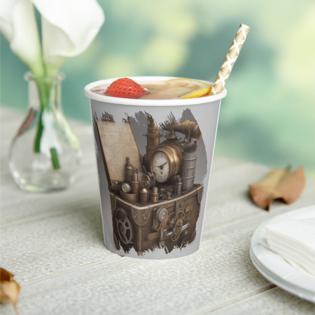 Dampfmaschine - Vintage Schatztruhe Pappbecher (In Situ)