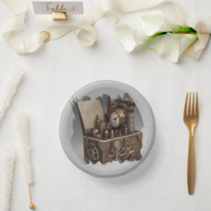 Dampfmaschine - Vintage Schatztruhe Pappteller