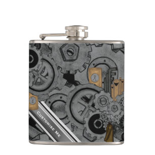 Dampfmaschine (Vollfarbe) Flachmann