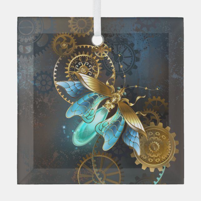Dampfmaschinen-Ära-Glühwürmchen Ornament Aus Glas (Vorderseite)