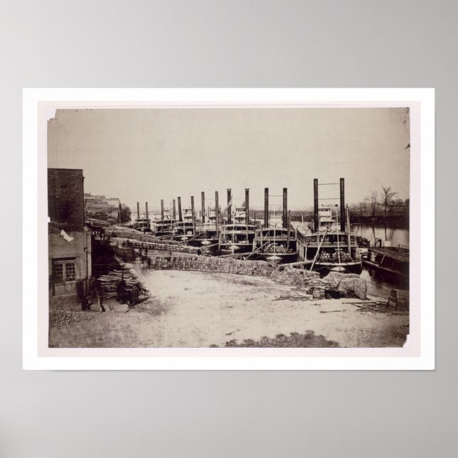 Dampfmaschinen auf dem Mississippi (b/w-Foto) Poster (Vorne)