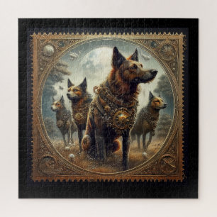 Dampfmaschinen-Hunde auf der Jagd Puzzle