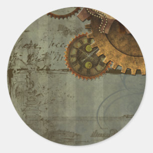Dampfmaschinen-Zeitmaschine Runder Aufkleber