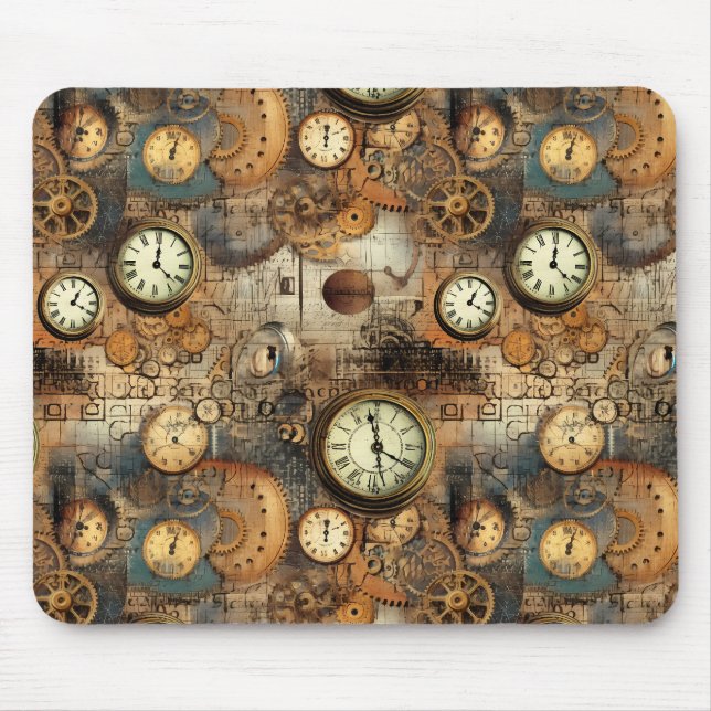 Dampfmaschinenbauplan Braun Messing Mousepad (Vorne)