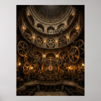 Dampfmaschinenhalle mit Uhrwerk-Mechanik