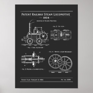 Dampfmaschinenlokomotive Blaupause Poster