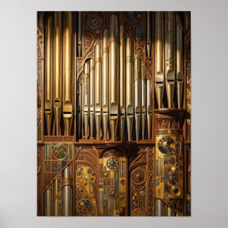 Dampforgel-Orgel-Steampunk-KI-Illustration Poster