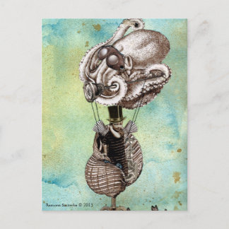 Dampfpanzer-Oktopus-Seefahrzeug Postkarte