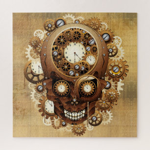 Dampfpanzer-Totenkopf im gotischen Stil Puzzle