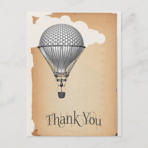 Dampfpunk-Heißluftballon Danke Postkarte