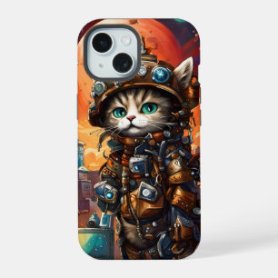 Dampfpunk-Katze I iPhone 15 Hülle
