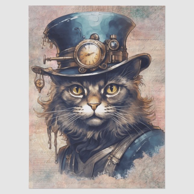 Dampfpunk-Katze Seidenpapier (Vorderseite)