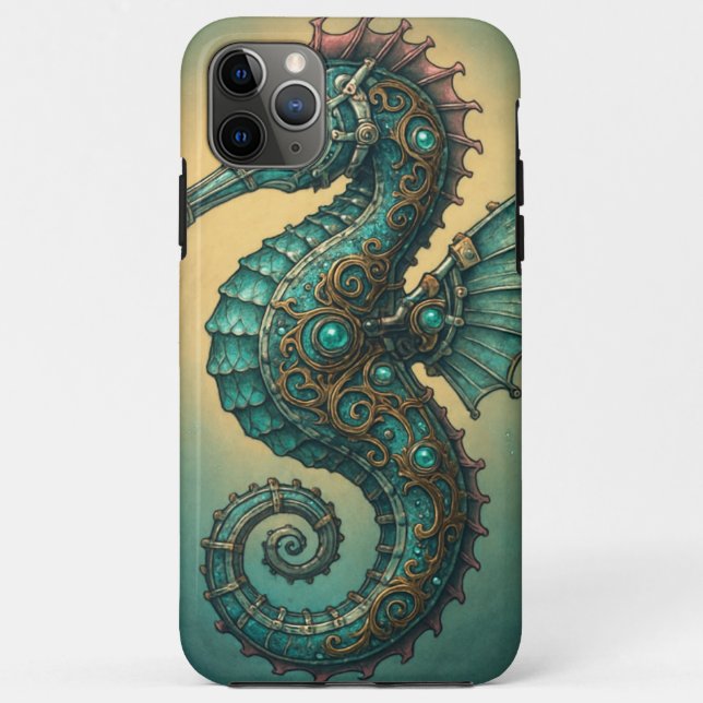 Dampfpunk-Seepferdchen Case-Mate iPhone Hülle (Rückseite)