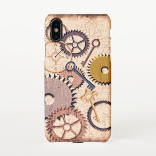Dampfrad, Getriebe, Schlüssel, Alte Ölfarbe iPhone Hülle