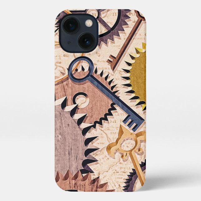 Dampfrad, Getriebe, Schlüssel, Alte Ölfarbe iPhone Hülle (Rückseite)