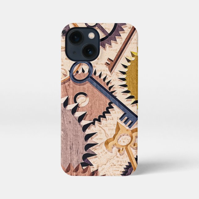Dampfrad, Getriebe, Schlüssel, Alte Ölfarbe iPhone Hülle (Rückseite)