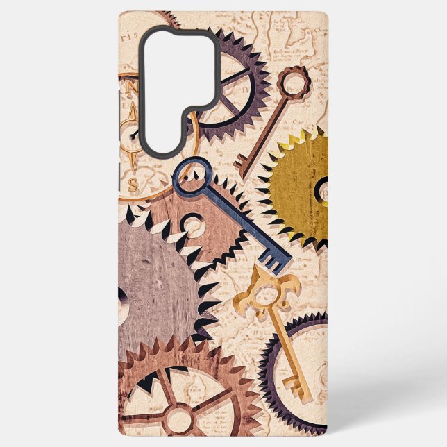 Dampfrad, Getriebe, Schlüssel, Alte Ölfarbe Samsung Galaxy Hülle (Rückseite)