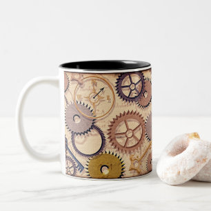 Dampfrad, Getriebe, Schlüssel, Alte Ölfarbe Zweifarbige Tasse