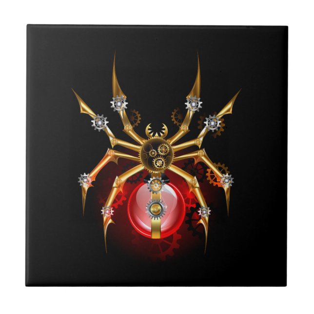 Dampfratten-Spinne auf Schwarz Fliese (Vorderseite)