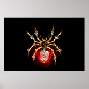 Dampfratten-Spinne auf Schwarz Poster