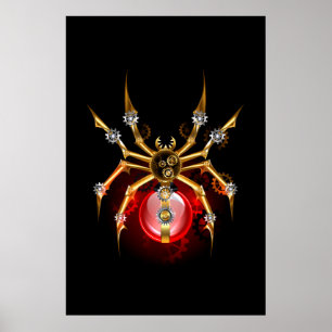 Dampfratten-Spinne auf Schwarz Poster