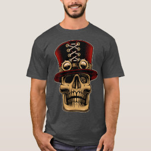 Dampfschädel mit Hut Retro Vintage Kunst Geschenk T-Shirt