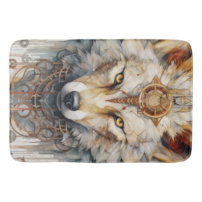 Dampfschatten Steampunk-Wolf Badematte (Vorderseite)
