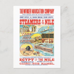 DAMPFSCHIFF AUS DER VINTAGE-ZEIT AUF DEM NIL POSTKARTE