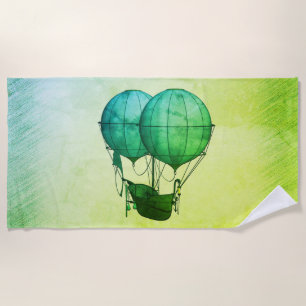 Dampfschiff-Heißluftballons in Schiffgrün Strandtuch