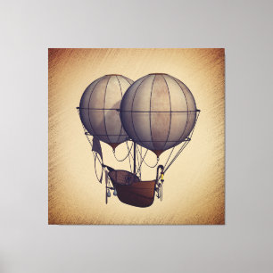 Dampfschiff-Heißluftballons mit Schiff Leinwanddruck